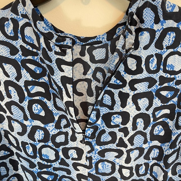 Equipment Blue Animal Print Long Sleeve Silk Dress - Picture 5 of 9